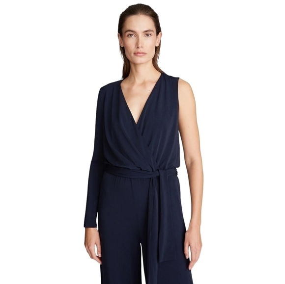 Halston Felix Matte Jersey Jumpsuit, Size 6, Navy, NWT - Picture 4 of 16